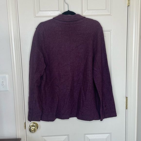 Eileen Fisher plum lightweight boiled wool notch collar jacket | L - Picture 8 of 14